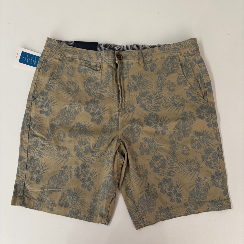 Jachs New York Men’s Khaki Floral Printed Bleecker Short, Size 33